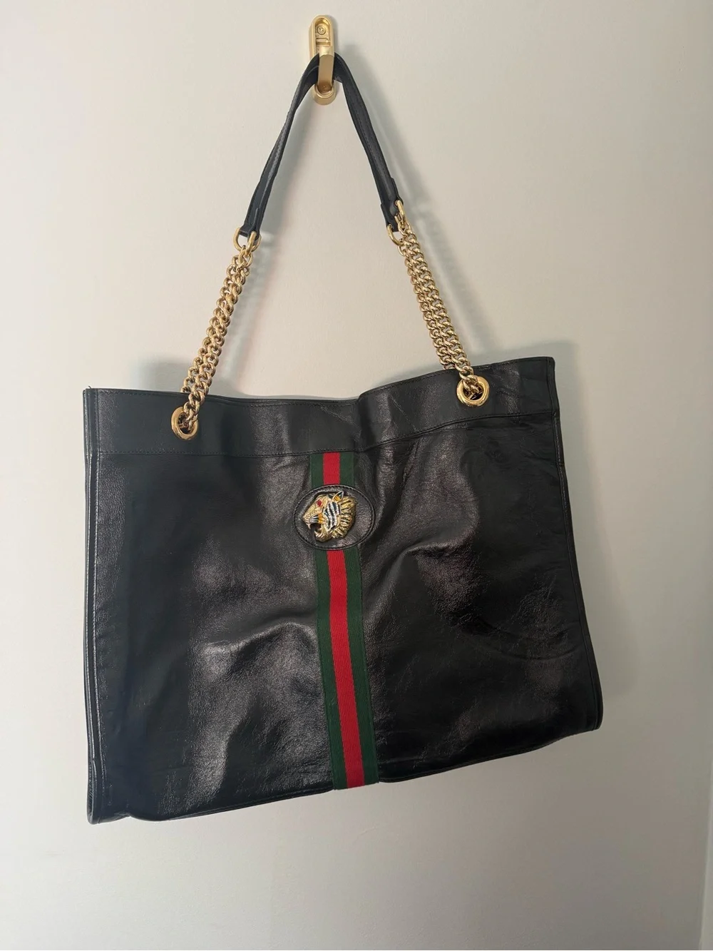 Gucci Rajah Tote Black Leather EUC